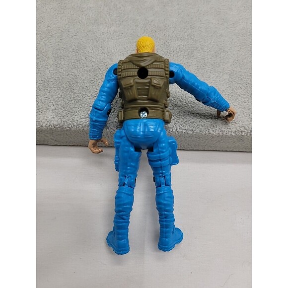 G.I JOE 4” ACTION FIGURE TOY  BLOND HAIR BLUE CLOTHES AND BROWN VEST - Picture 14 of 16